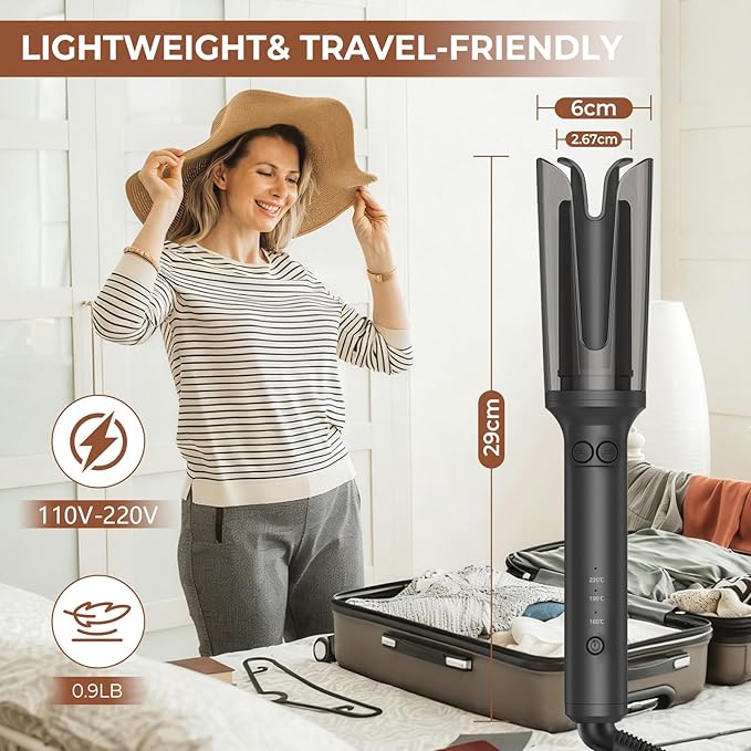 Automatic Curling Iron, Anti-Tangle Hair Curler with 1" Large Slot, 3 Temps & Timer, 2-Way Rotation, Anti-Scald Dual Voltage Ceramic Curler with Ionic & Auto Shut-Off, Christmas Gifts for Women