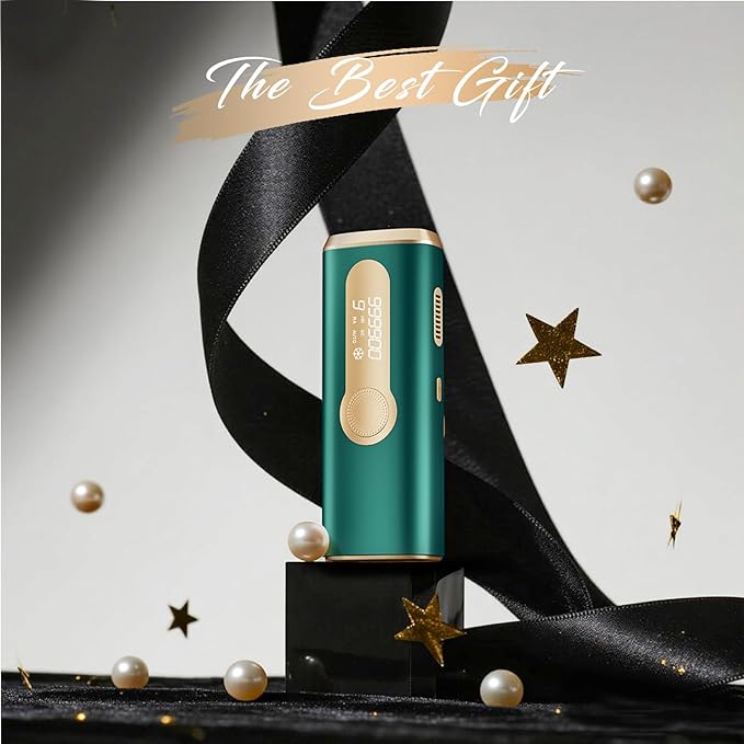 Laser Hair Removal, IPL Laser Hair Removal Device for Women & Men, Safe at-Home Nearly Painless 45ยฐF Ice-Cooling Contact, Long-Lasting Result for Full Body & Face, Dark Green