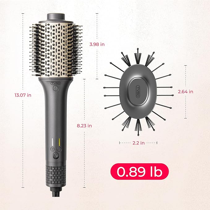 TYMO Hair Dryer Brush Blow Dryer in One, 300% High Speed Hot Air Blowout Brush with Cool Shot, One Step Hairdryer, Straightener, Curling, Volumizer, 12 Setting Mode, 200M Negative Ion for Frizz-Free