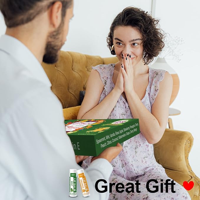 Yopela 28 Pack Natural Lip Balm Bulk with Vitamin E and Coconut Oil - Moisturizing, Soothing, and Repairing Dry and Chapped Lips Valentine's Gift - 14 Flavors - Non-GMO