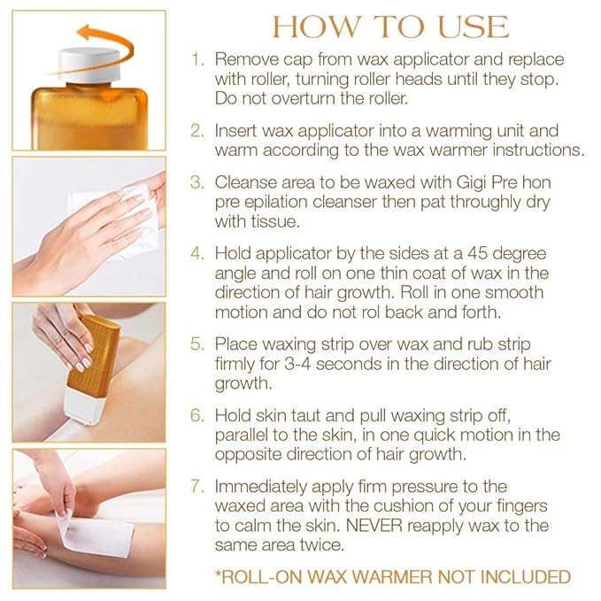 GiGi All Purpose Honee Roll-On Hair Removal Wax, Easy and Quick, Soft Wax Refill, 2.8 oz., Pack of 12