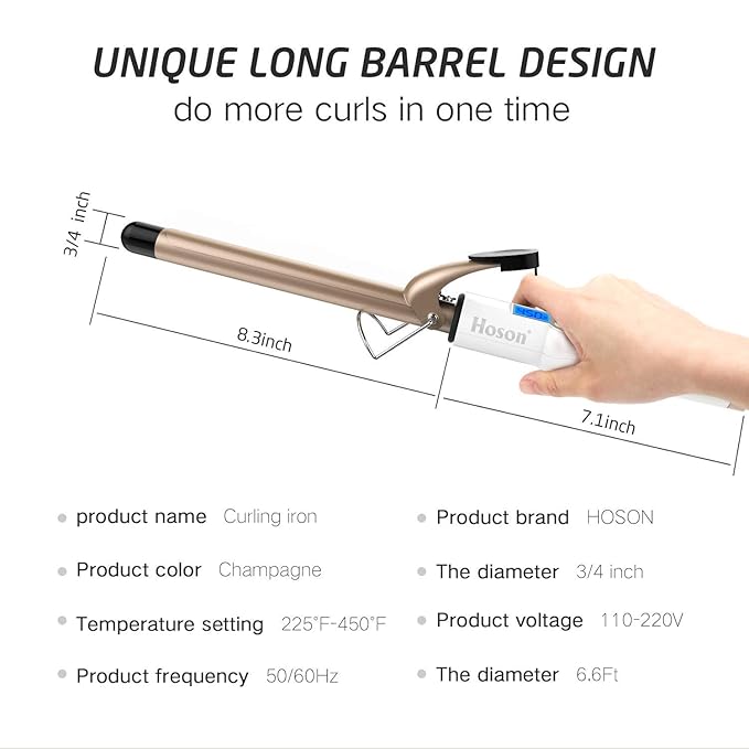 3/4 Inch Curling Iron Professional, Ceramic Tourmaline Curl Wand Barrel, Hair Curler Iron for Short Hair,Glove Include, Glove Include, Gold