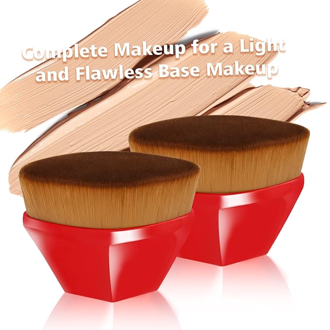 Foundation Brush, Daubigny Perfect Makeup Brush for Face Blush Liquid Powder Foundation Brush for Blending Liquid, Cream or Flawless Powder Cosmetics with Protective Case (Red)