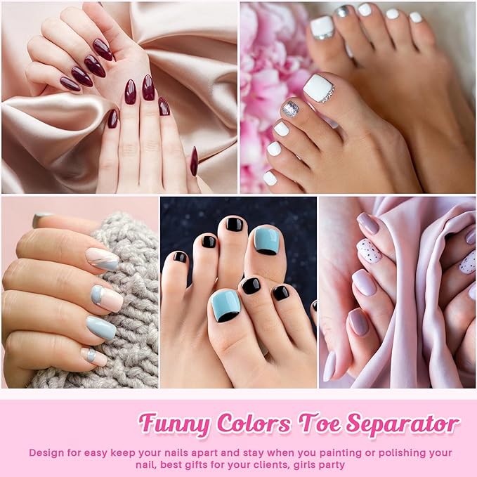 Mumufy 250 Pairs Sponge Toe Separators Pedicure Tool Kit Soft Toe Spacers for Pedicures Spreaders Finger Dividers for Women Men Feet Nail Manicure Toenails Art Painting Polish Spa (Colorful)