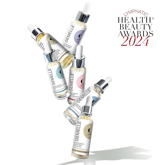 GEMELLE Lymphatic Gua Sha Face Oil | 10x Award Winner | Vitamin C,E & A | Detox, Plump, Sculpt, Hydrate | High-Altitude Rosehip | Natural Botanical for Gua Sha Facial Tools, Lymphatic Drainage - 15ml