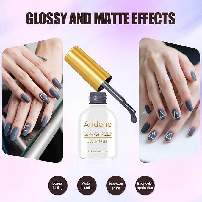 Artdone Sheer Gel Nail Polish Set Jelly UV Gel 6 Colors Translucent Milky White Pink Nude Brown Colors Nail Polish For All Seasons