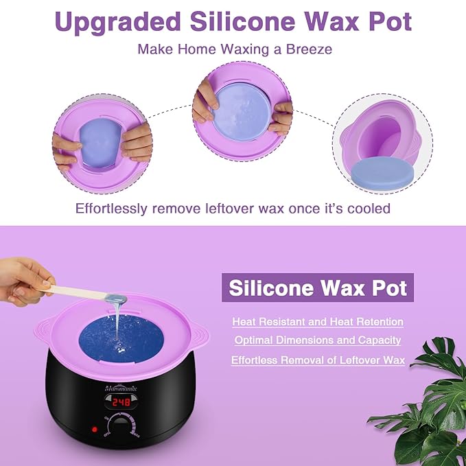 Waxing Kit -Digital Wax Warmer Machine for Hair Removal with 4 Packs of Hard Wax Beads & Silicone Pot for Full Body, Legs, Face, Eyebrows, Bikini, Brazilian at Home Waxing Kit for Women Men