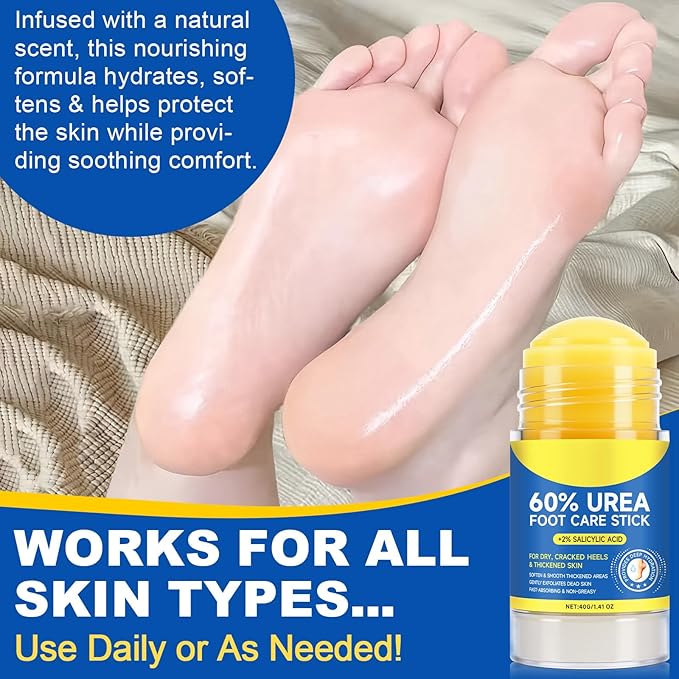 Urea 60% + 2% Salicylic Acid Foot Cream for Cracked Heels Repair - Maximum Strength Foot Moisturizer for Dry, Cracked Feet -Dead Skin Remover Foot Balm 1.4oz