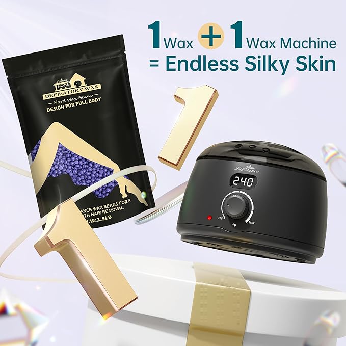 Lifestance 2.5lb Wax Beads Kit, Lavender Hard Wax Beans For Hair Removal Brazilian Bikini Leg Underarm, Waxing for Fine Coarse Hair Women Men Large Refill for Wax Warmers at Home
