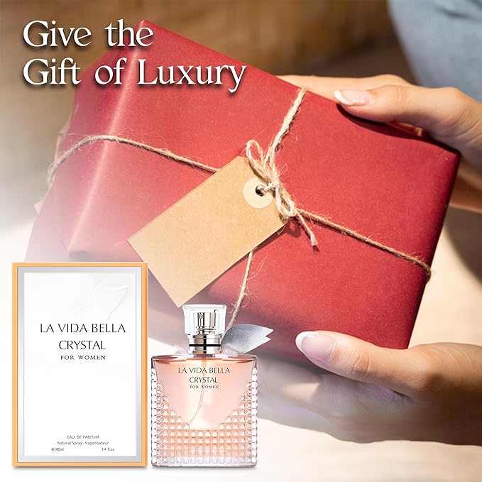La Vida Bella Crystal Perfume for Women 100ml Eau de Parfum Spray with Coconut, Vanilla and Patchouli Notes Long Lasting Fragrance Daytime & Casual Use(3 Pack)