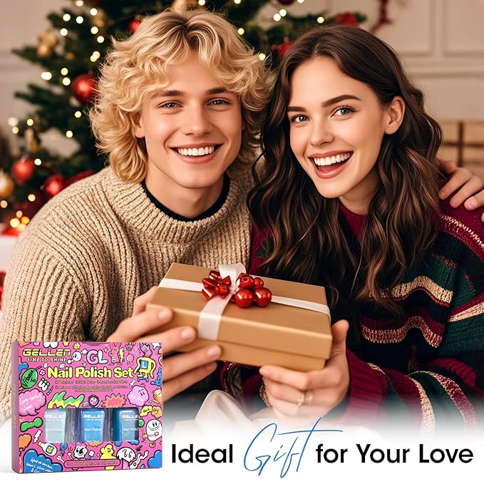 GELLEN Pearl Nail Polish Set 3 Colors Pastel Mermaid Ombre Nail Polish Glitter Shimmer Air Quick Dry Nail Lacquer Light Blue Purple Green Aurora Iridescent Fingernail Polish Home Salon DIY Manicure