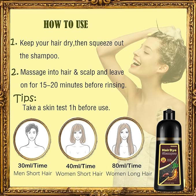 Blonde Brown Hair Dye Shampoo 3 in 1 - Instant Shampoo Para Pintar el Cabello Refresh Hair Color, Herbal Shampoo Hair Dye for Women Men, Easy to Use & Long Lasting Hair Color Shampoo 16.90 oz