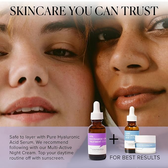 Cosmedica Skincare Niacinamide + Zinc Treatment Serum with Hyaluronic Acid, 1 oz