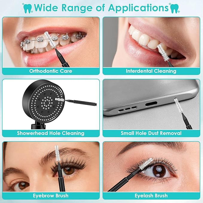 Lezmarket 300PCS Interdental Brushes for Braces, Soft and Bendable Dental Brush for Orthodontic Braces, Braces Cleaner Brush Tooth Pick Teeth Flossers Brushes for Teeth (Black)