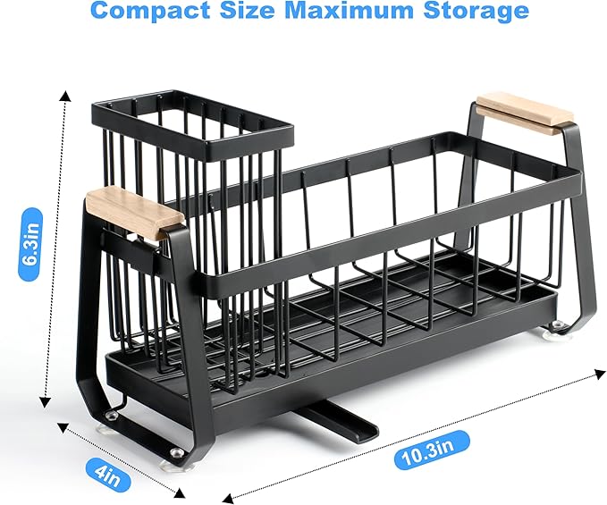 Suction Cup Sponge Holder for Kitchen Sink Caddy Organizer Rack for Dish Brush Holder and Soap Dispenser, Stainless Steel Sink Sponge Caddy for Bathroom Countertop Storage Auto Drain