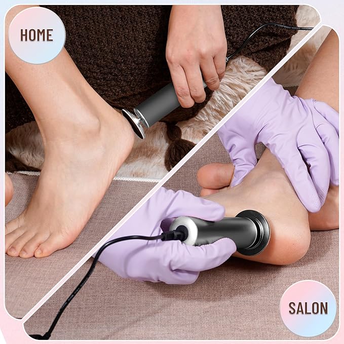 Dermawave Electric Foot File Callus Remover for Feet, Professional Foot Scrubber Sander Grinder for Dead Skin Cracked Heel, Pedicure Tool with 60 Sandpaper Discs for Men & Women
