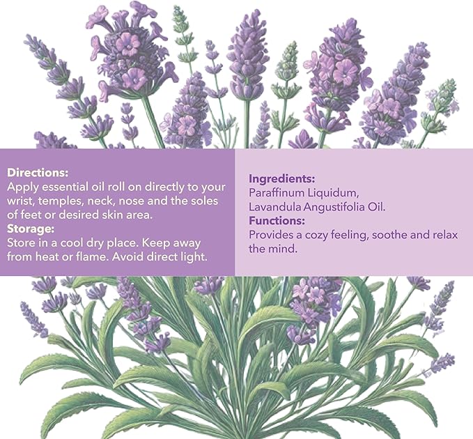 Mine Lavender Essential Oil Roll On - 100% Pure Natural Lavender Oil for Skin