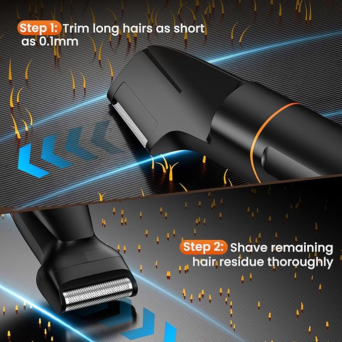 Manscape Body Hair Trimmer for Men, Waterproof Pubic, Groin & Ball Shaver, No-Nick Mens Electric Grooming Kit with LED Display, USB Rechargeable, Adjustable Guide Comb