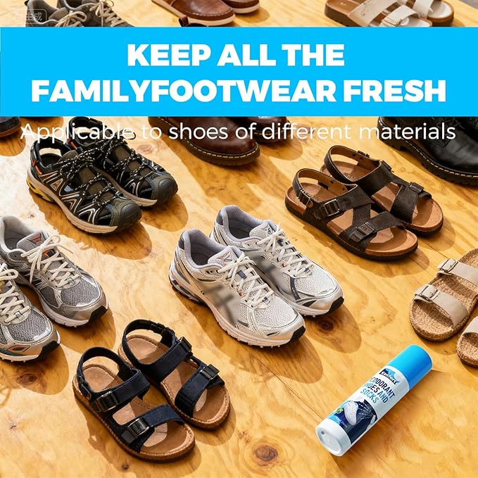 Shoe Deodorizer Spray, Natural Odor Eliminator for Strong Odors-5.5 oz, for Shoes, Skates, Work Boots and More