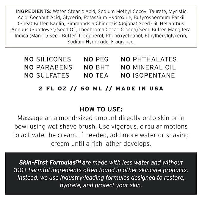 SUPPLY Ultra Lather Shaving Cream Black Pepper & Fir - Hypoallergenic Formula for Men - 3.4 Oz Jar - Naturally Soothes and Protects, Guards Against Razor Burn and Irritation