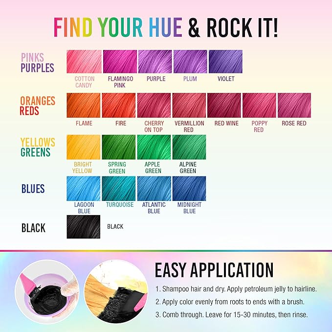 Punky Ebony Semi Permanent Hair Color - Vegan & Cruelty-Free Conditioning Hair Dye, Lasts Up to 35 Washes, 3.5 fl oz