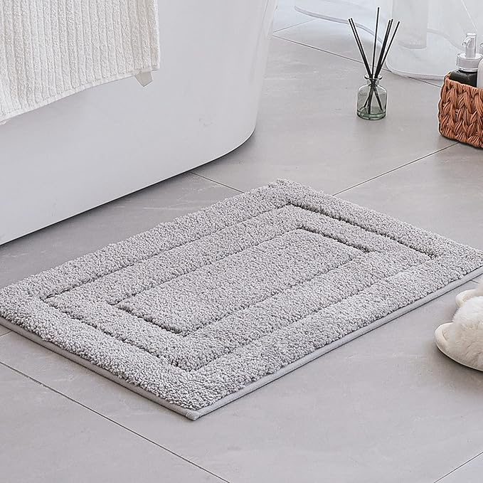 GRANNY SAYS Bathroom Rugs Sets 2 Piece,Soft Bath Mats for Bathroom, Bath Rugs Non Slip Washable, Absorbent Bath Rug for Tub, Shower and Toilet, Bath Mat Set (Gray, 20" x 32" + 16" x 24")
