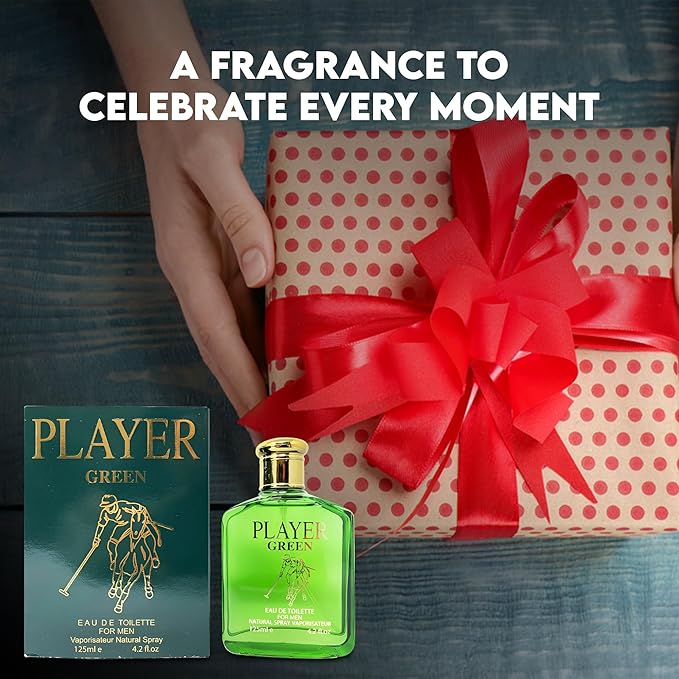 Player Green Sensual Woody Fragrance for Men | Long Lasting Cologne Aromatic Scent, Eau de Parfum Natural Spray - Great Holiday Gift, 3.4 Fl Oz/100 Ml