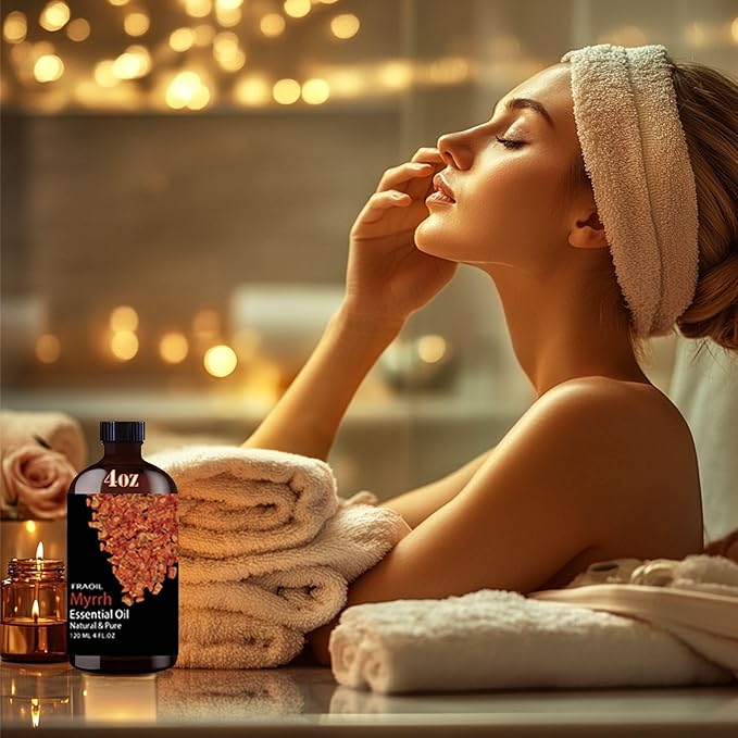 Myrrh Essential Oil, Myrrh Oil 4 Fl Oz 120ML for Diffuser Humidifier Yoga Cleaning DIY Candle Soap Making Perfume Gift for Women Essential Oils
