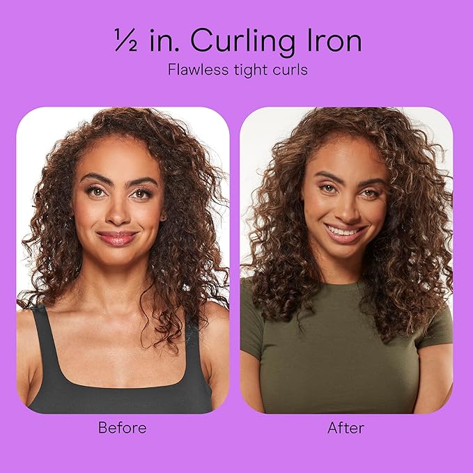 Conair Double Ceramic 1/2-Inch Curling Iron with Bonus Claw Clip, 1/2-Inch Barrel Creates Spiral Curls, Hair Curler for Use on Short to Medium Hair, White