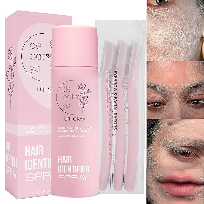 Hair Identifier Spray For Face Shaving, Skin-Body Dermaplane Spray For Women With 3 Razors, Peach Fuzz Removal For Dermaplaning, Face Mist For Shaving, Dermaplaning Tool To Reveal Facial Hair