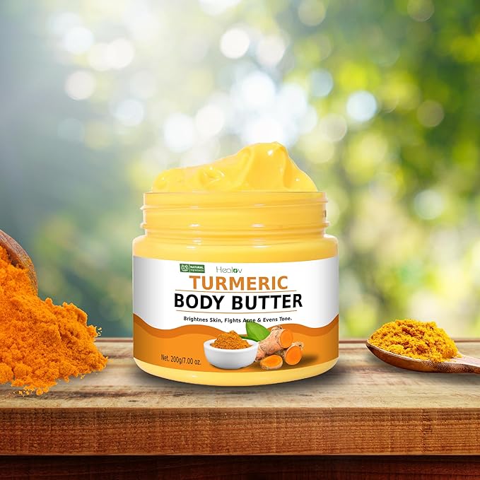 Turmeric Face Cream – All Natural Skin Brightening Lotion – Turmeric Whipped Body Butter for Dark Spots, Hyperpigmentation – Turmeric Skincare Cleanses, Fights Acne, Evens Tone, Scars, Sun Damage