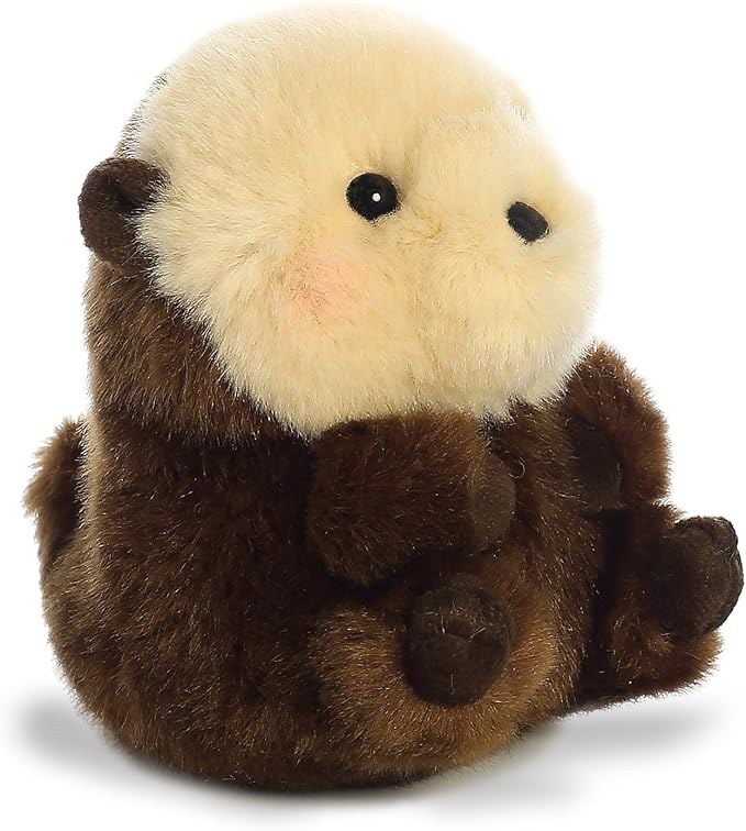Aurora® Playful Rolly Pet™ Smiles Sea Otter™ Stuffed Animal - Compact Size for On-The-Go Fun - for Adults, Kids, Birthdays, and Anniversaries - Brown 5 Inches