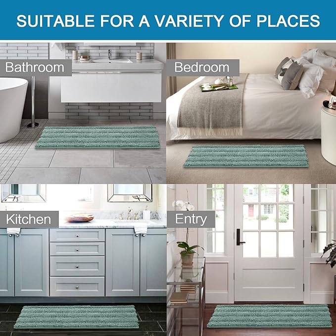 H.VERSAILTEX Bathroom Rugs Bath Mat Runner Rug Non Slip Kitchen Rug Extra Long Bath Rug Runners Oversized 59" x 20" Absorbent Washable Dry Fast Plush Area Rug for Bathroom/Bedroom - Eggshell Blue