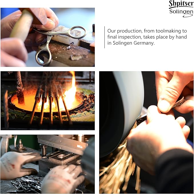 SHPITSER Professional 7pc TopInox Surgical Stainless Steel Tools Manicure Pedicure Set in Genuine Durable Leather Case Handmade in Solingen Germany for Nail and Cuticle and Nose Care