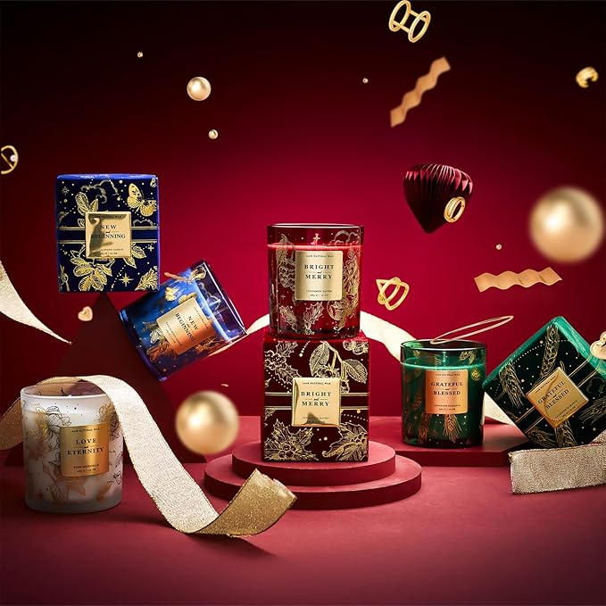 M&SENSE Holiday Scented Candle Gift for Women and Men - Snowy Christmas, 10 oz Soy Wax, Birthday, Holiday,Christmas, New Year Gift