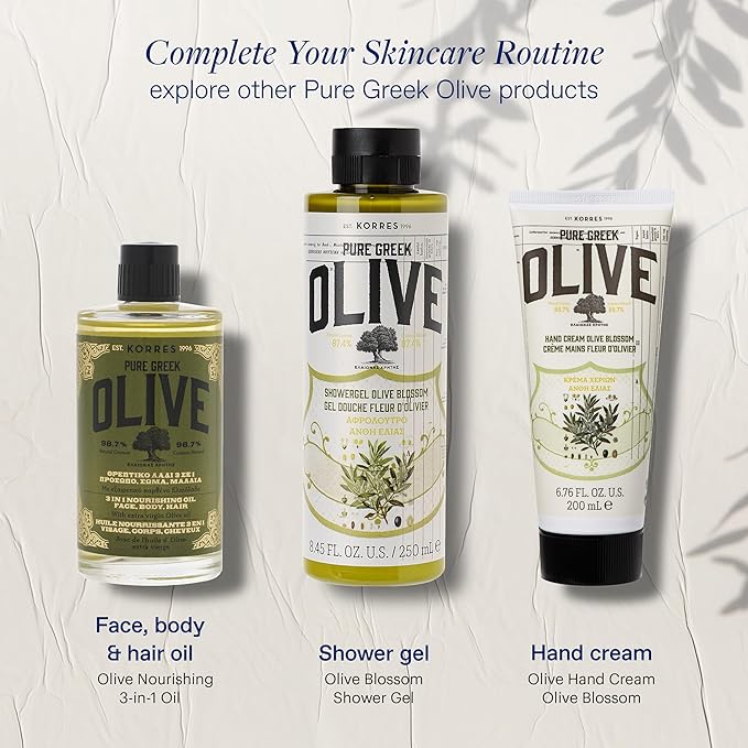 KORRES Extra Virgin Olive Oil for Face, Hair and Body, Moisturizer for Dry Skin and Hair, Pure, Greek Cold Pressed Olive Oil, Multi-Tasker Skincare for Women, Hydrating and Nourishing, 3.38 fl oz