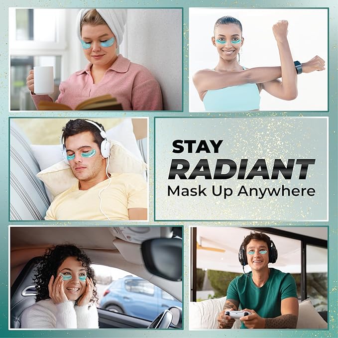 Herbs Healthy Healing 24K Gold Under Eye Masks โ Collagen & Hyaluronic Acid Gel Patches for Dark Circles, Puffiness, Fine Lines โ Eye Masks for Women & Men โ 20 Pairs, Clean Beauty Skincare