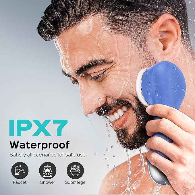 COSLUS Face Scrubber Facial Cleansing Brush: 2 in 1 Spin and Vibration Patented Tech, Silicone Electric Exfoliator Scrubber with Automatic Foaming, Waterproof Face Cleanser Brush for Men and Women