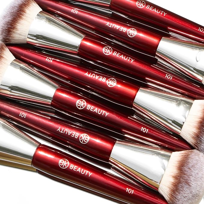 BK BEAUTY BRUSHES - 101 CONTOURED FOUNDATION BRUSH - Contoured Foundation Brush - Foundation Makeup Brushes - Face Brush For Liquid Or Cream Foundations