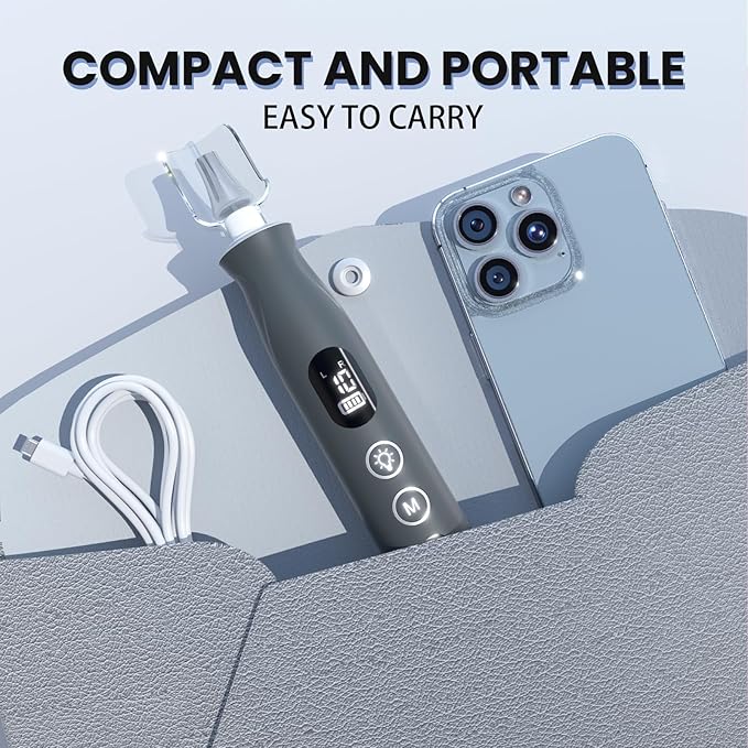 Electric Nail Drill, Cordless 2000 mAh Rechargeable Portable Nail File 12 in 1 Kit for Thick Toenails, 10 Speeds Nail Dril Machine Professional Manicure Pedicure for Hand Natural Nails Care (Grey)