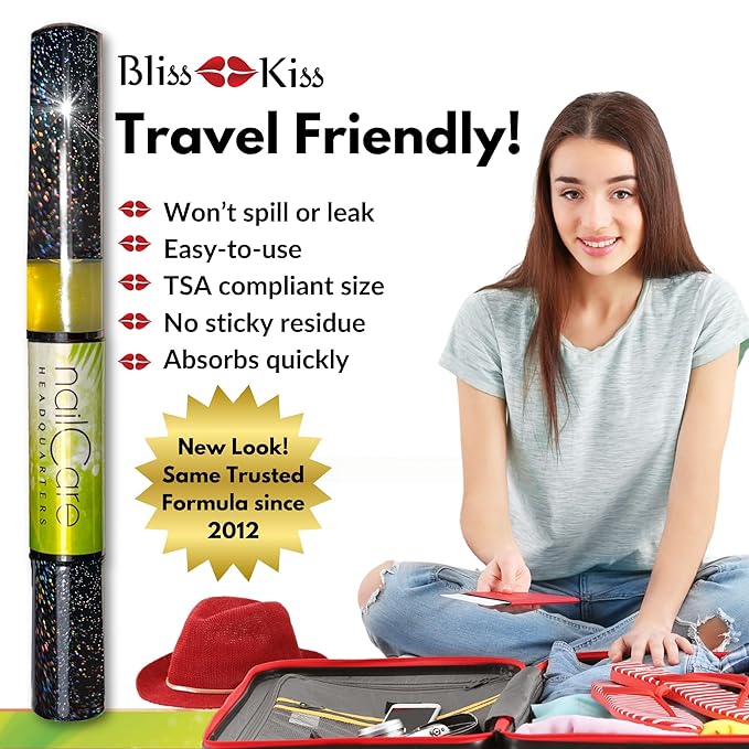 Cuticle Oil Pen for Nails - Nail Strengthener & Growth Oil and Serum for Damaged Nails, Hangnails w/Jojoba cuticle oil—Coconut Lime Verbena Fragrance - Holographic Glitter Pens 4-Pack