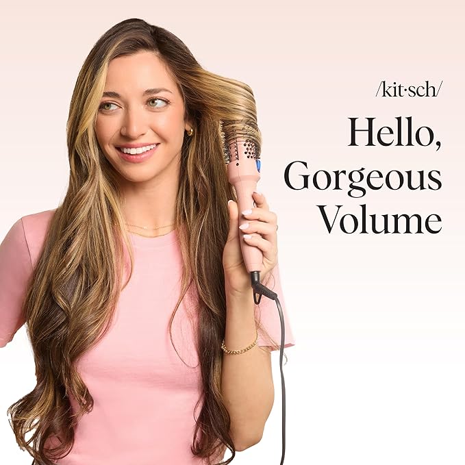 Kitsch Thermal Brush – Round Brush for Blowout Look – 1.5”/38 mm Ceramic Barrel Hair Brush & Hair Styling Tool for Volume & Shine for All Hair Types – Frizz-Reducing Ceramic Tourmaline, Quick Heat-Up