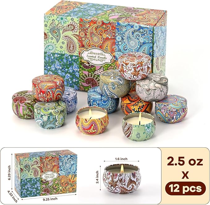 Scented Candles Gift Set, 12 Pack Candle for Home Scented, Candles Clearance with Gift Box, Aromatherapy Non Toxic Candle for Men, Women, Friends Birthday, Mother's Day