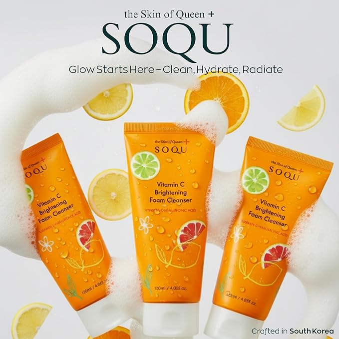 Vitamin C Brightening Foam Cleanser, 120ml / 4.05 fl.oz – Antioxidant Skincare with Hyaluronic Acid, Hydrating & Brightening Face Wash, Made in Korea