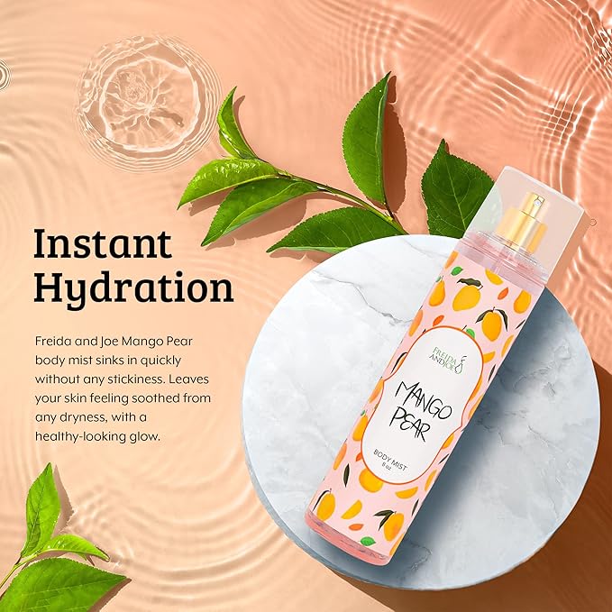 Home Spa Gift 10oz Deep Moisturizing Fragrance Body Lotion & 8 oz. Fine Fragrance Body Mist Set Luxury Self-Care Combo for Women and Girls (Mango Pear)
