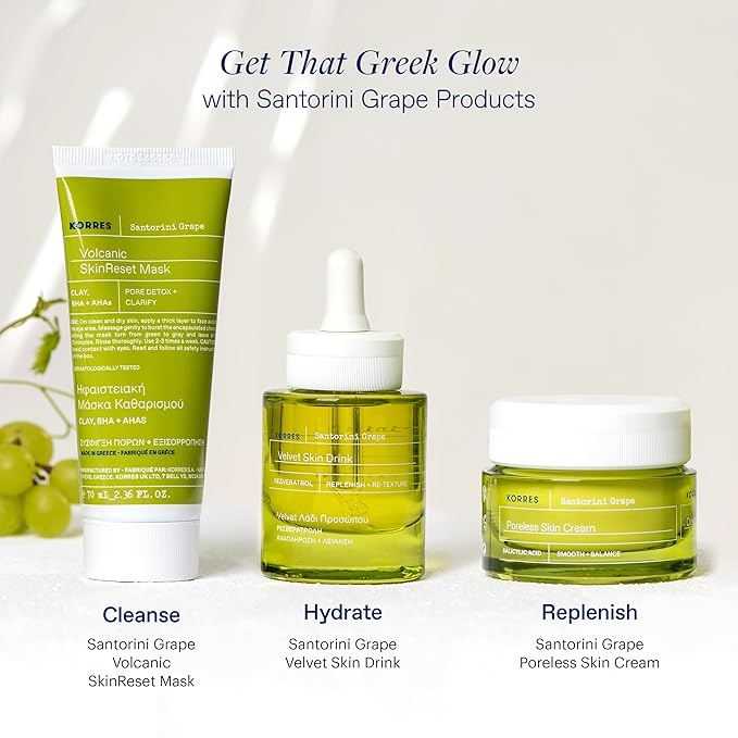 KORRES Santorini Grape Poreless Skin Care Cream, Gel Face Moisturizer with Hyaluronic acid and Salicylic Acid, Pore Minimizer, Hydration for Dry, Oily & Sensitive Skin, 1.35 fl oz Stocking Stuffer