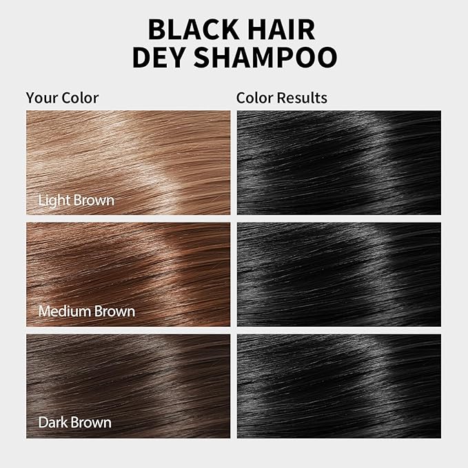 FARNDU Black Hair Dye Shampoo for Gray Hair Coverage - 3 In 1 Hair Color Shampoo for Women & Men with Herbal Ingredients | Champu Con Tinte Para Canas