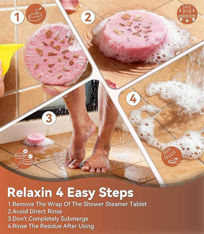 Shower Steamers Gifts for Women – 8 Psc Natural Aromatherapy Stocking Stuffers with Essential Oils, Relaxing Spa Shower Tablets for Stress Relief, Self Care & Christmas Gifts Bath Bombs