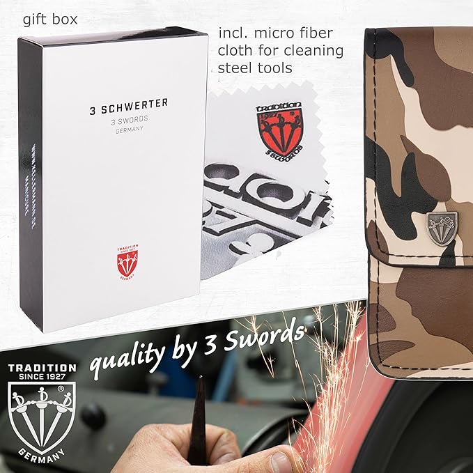 3 Swords Germany - Brand Quality 4 Piece Manicure Pedicure Grooming kit Set for Professional Finger & Toe Nail Care Tweezers File Clipper Fashion Leather case in Gift Box, Made by 3 Swords (03621)