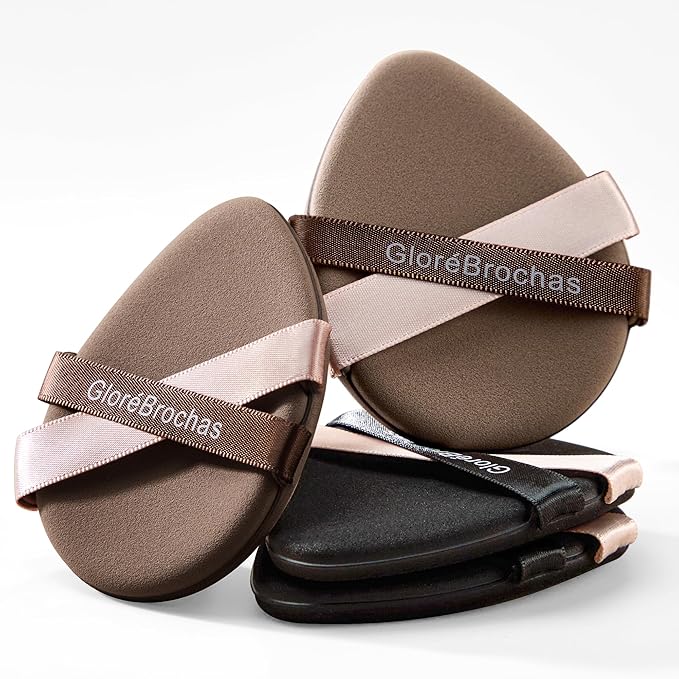 Makeup Sponge Set, GloréBrochas 4PCS Micro Porous Foundation Sponge, Latex-Free PU Makeup Puff, Low Absorption 3.2 Inch Soft Dual-Sided Foundation Puff, Individually Wrapped